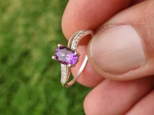 natural beautiful amytest ladies Ring meterial silver 