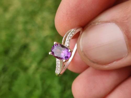natural beautiful amytest ladies Ring meterial silver 
