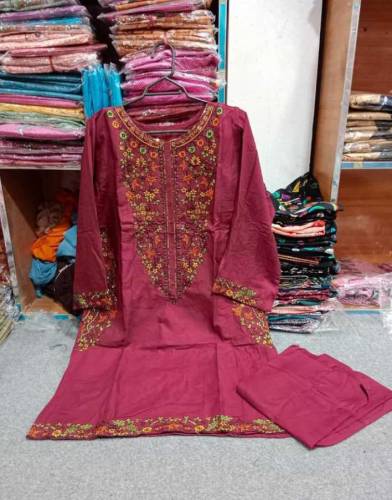 2 pcs women stiched linen sequins shirt and trouser