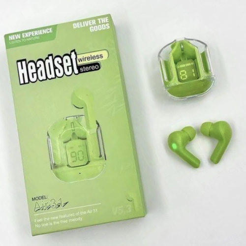 •  Material: ABS•  Model: Wireless Earbuds•  Product Features: Transpa