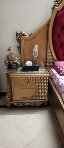 antique color luxury bed set...bed ,side tables, dressing