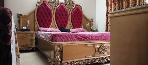 antique color luxury bed set...bed ,side tables, dressing