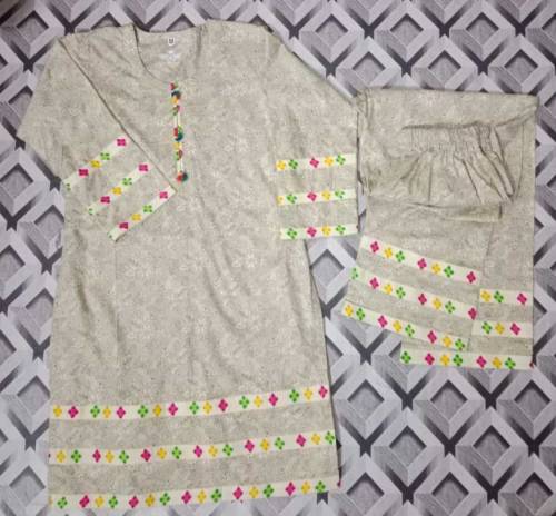2pc stitched printed Allover Lawn