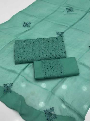 3pc suit with shifoon embroidered dupatta along embroidered trouser...