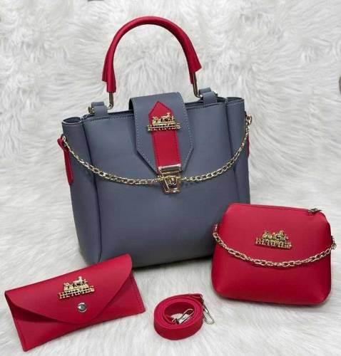 Womens PU leather plain hand bag ,pack of 3