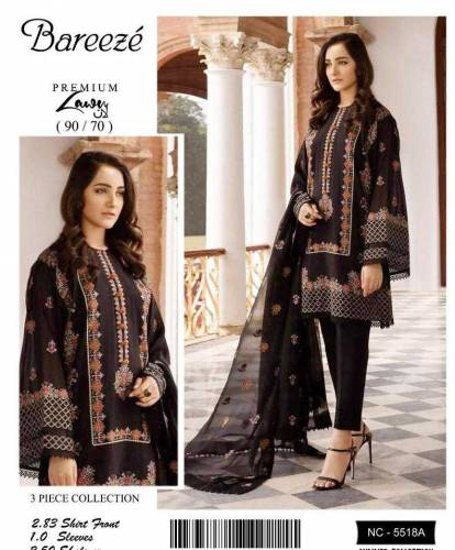 3pcs unstitched lawn Embroidery suit 