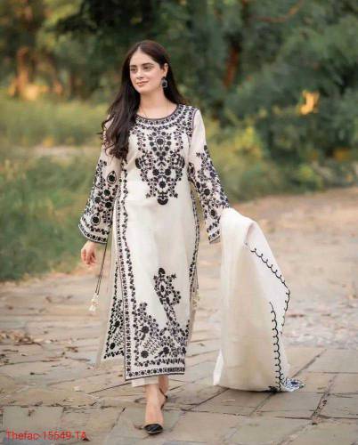 3pcs woman collection embroidered suit stitch dresses