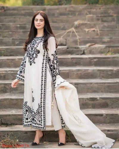 3pcs woman collection embroidered suit stitch dresses