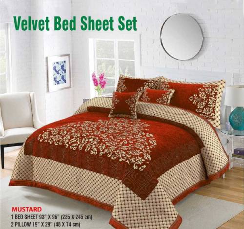 5 PCs Velvet Jacquard Double Bedspread