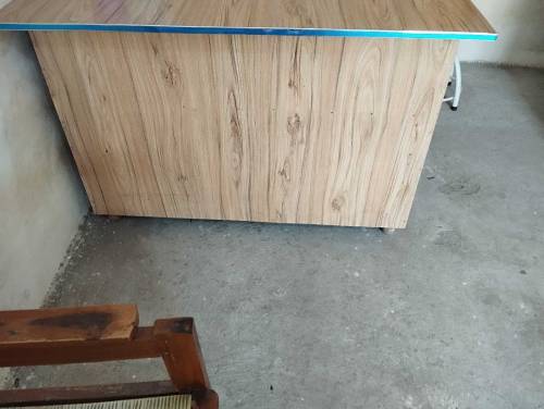 Two Office table+ chairs+ medicine dispensary rack+ cupboard 