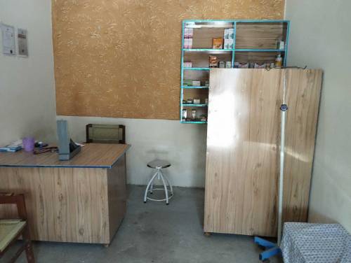 Two Office table+ chairs+ medicine dispensary rack+ cupboard 