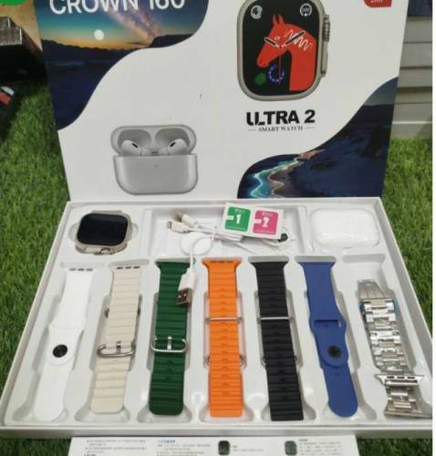 CROWN i60 Ultra 2, 7 straps watch with earbuds New Addition for Smart 