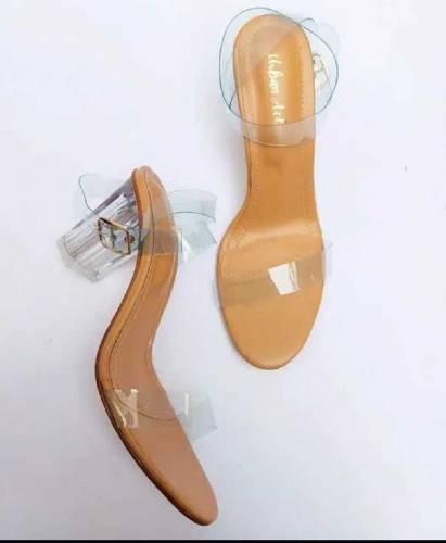 Transparent Block Heeled Sandals 
