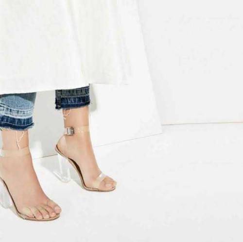 Transparent Block Heeled Sandals 