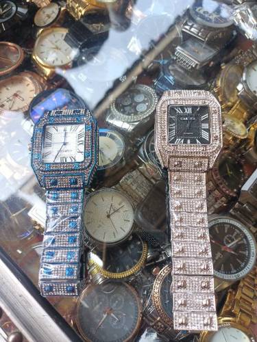 beautiful dimond silver & blue color watch