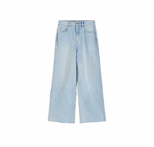 ice blue high waist wide leg denim jeans for women 