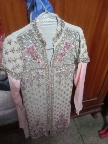 pink and grey long shirt