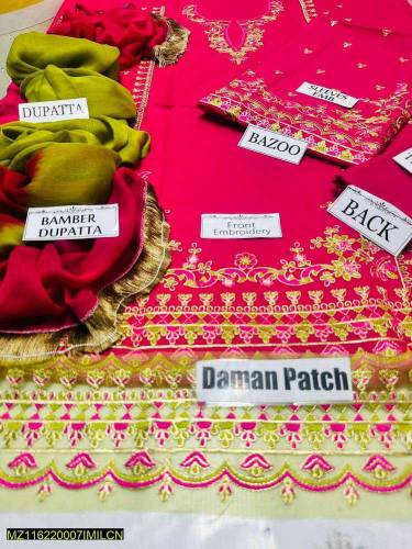 3pcs woman's Unstitched swiss lawn 
