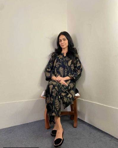 2 pcs women's stitched linen leaf print suit