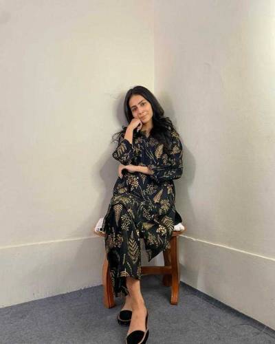 2 pcs women's stitched linen leaf print suit