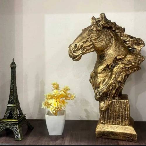 antique horse head sculpture golden statue for room decorating item 