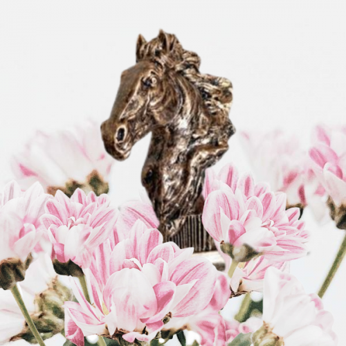 antique horse head sculpture golden statue for room decorating item 