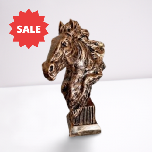 antique horse head sculpture golden statue for room decorating item 