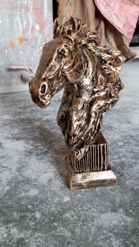 antique horse head sculpture golden statue for room decorating item 
