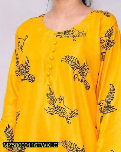 2pc women stitched linen printed suit
