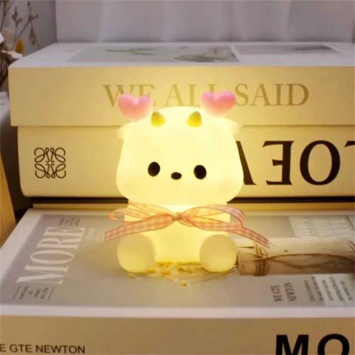 Cute Pink LED Cartoon Dragon Night Lamp, Bedroom Bedside decoration