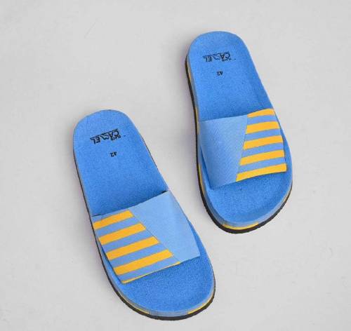 Black camel line style slide shoes blue 