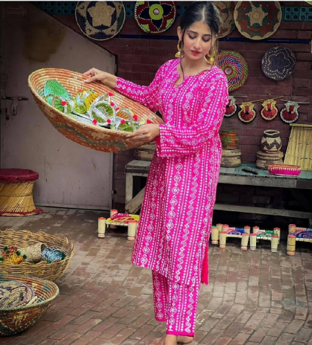 2 PC Digital block Printed Arabic lawn Chunri Suit 