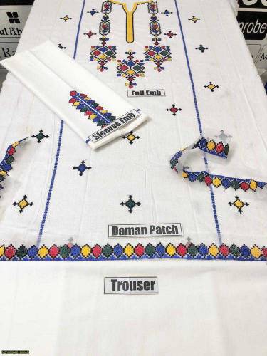  2 pcs women Unstitched Lawn Embroidered Suit