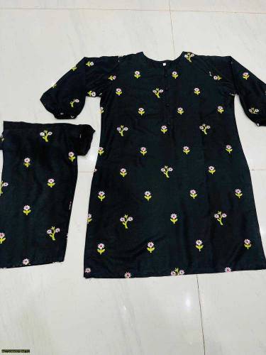 2pc women stitched linen embroided lawn suit