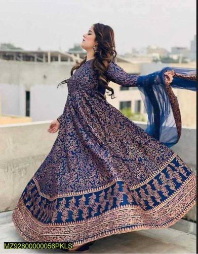 3 PC women's stitched katan silk painted suit 