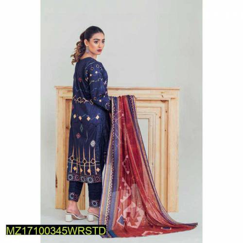 3Pcs Women's Unstiched Lawn printed suit 