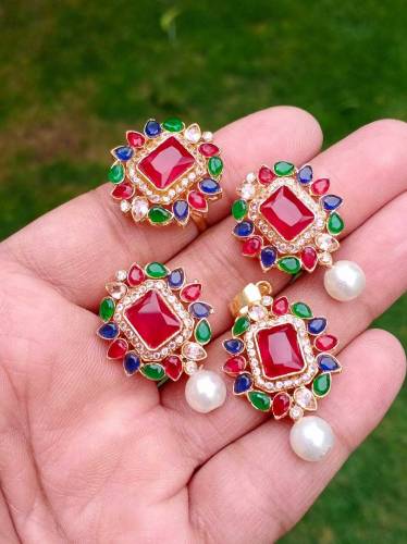 8 colors available combo pandent studs ring 