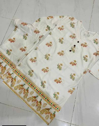 2 pcs women stitched linen block printed suiy