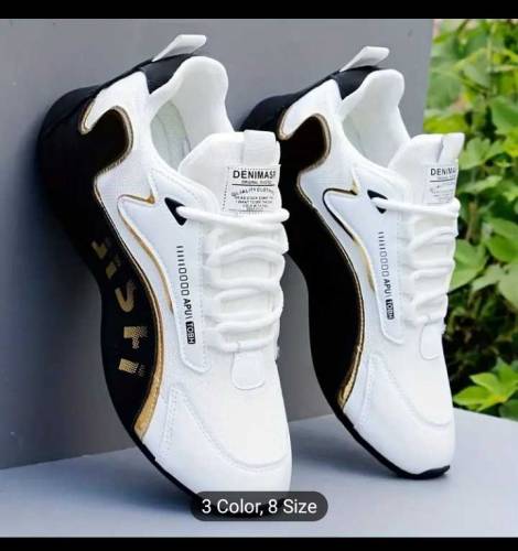 Men's Trendy Colour whait ,Block Sneakers.