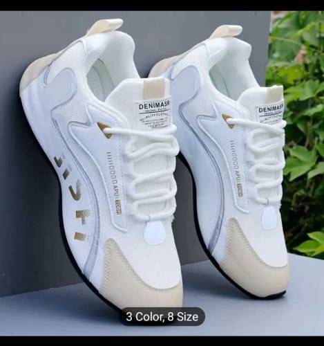 Men's Trendy Colour whait ,Block Sneakers.