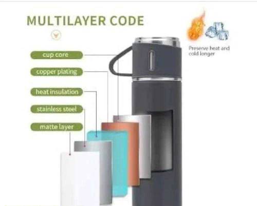 Vacuum Flask Set With 3 cups