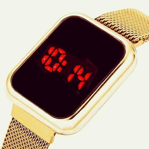 LED display digital watch with magnetic strap