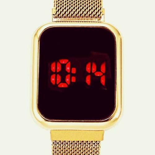 LED display digital watch with magnetic strap