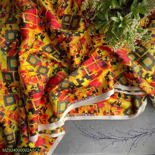 2 Pcs Women's Unstitched  Linen Printed  Suit 