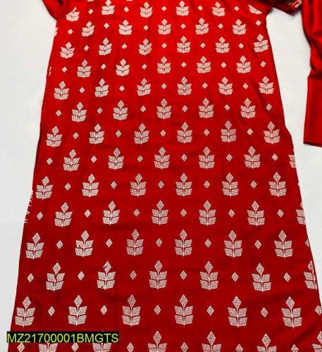 2Pcs Women's Stiched Linen Block Printed suit 