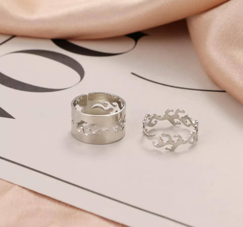 2 Pcs trendy couple flame rings