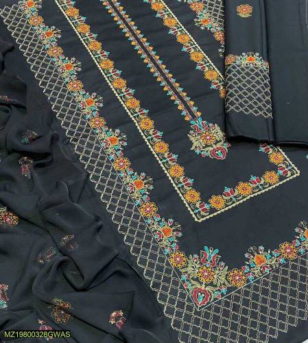 3 piece unsticted lawn suit for womens