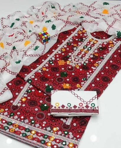 3 pcs unstitched lawn embroidered suits, price/-2700 PKR free delivery