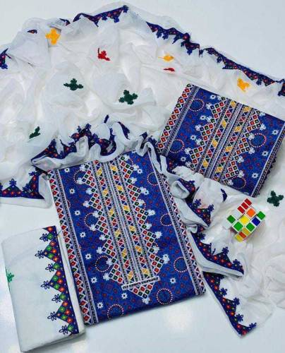 3 pcs unstitched lawn embroidered suits, price/-2700 PKR free delivery