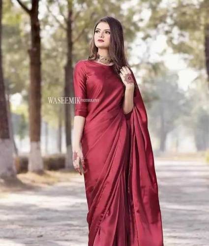 women's unstitched silk plane saree 